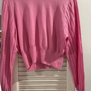 Crush 1234 sz 1 (equivalent to a small) Pink Crew Neck Banded Bottom Sweater